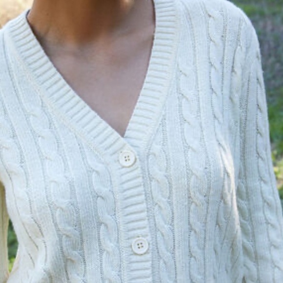 Talbots V neck cable Knit Cardigan sweater EA108 - Picture 2 of 8